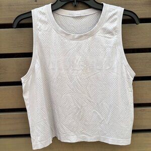 Lululemon Breeze By Muscle Logo Tank Top in Silver Lilac Gray Lavender, Size 8